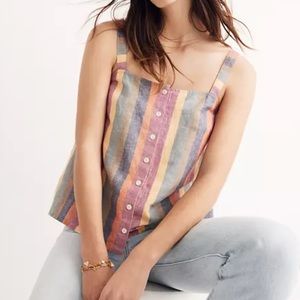 Washed rainbow stripe tank